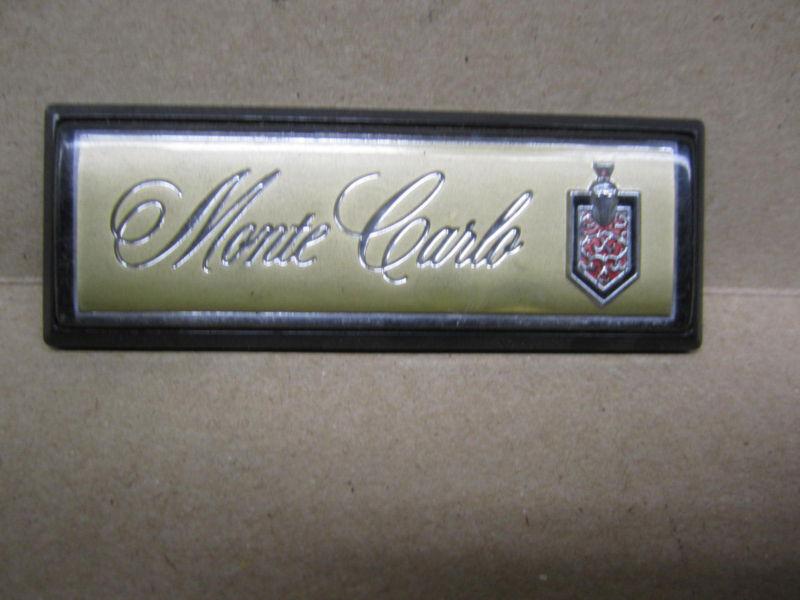 Chevy chevrolet monte carlo gold plate w/ crest emblem ornament " monte carlo "