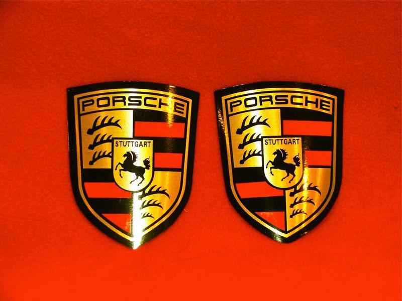 Porsche 928, 981,panamera, fender badge emblems body kit set of two brushed gold