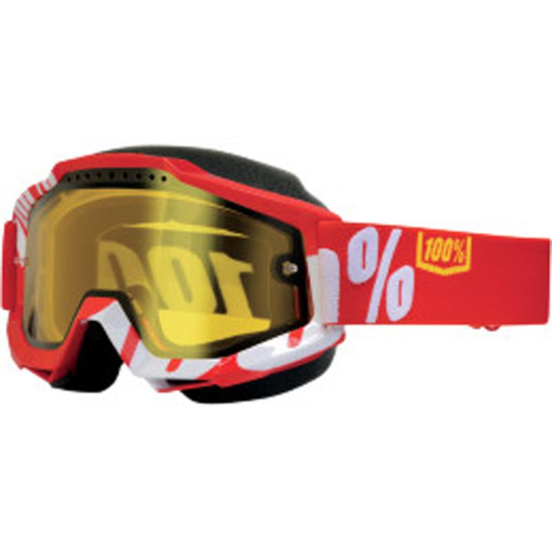 New 100% accuri snow motocross adult goggles, red/white(red), yellow lens
