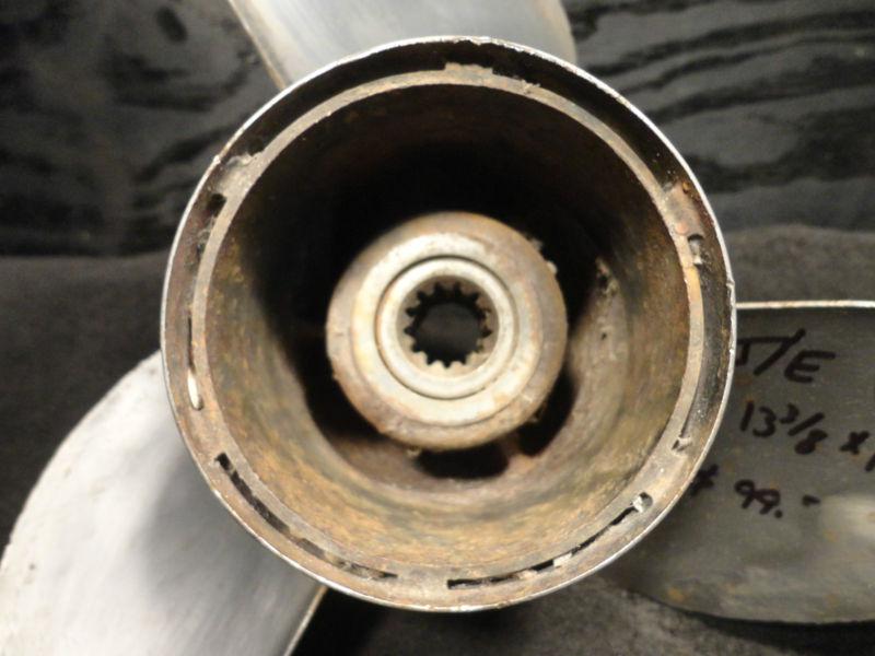USED JOHNSON/EVINRUDE/OMC 13 3/8 x 17p V4 STAINLESS STEEL PROPELLER BOAT PROP, US $49.97, image 2