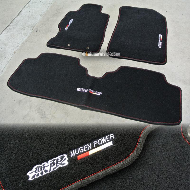 01 02 03 04 05 honda civic non slip slide floor mat carpet black w/ red stitch