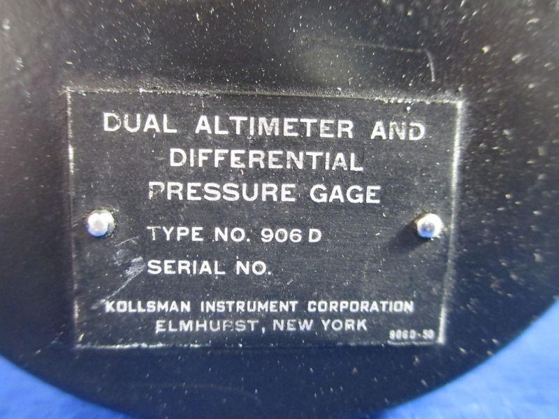Kollsman Dual Altimeter and Differential Pressure Gauge P/N: 26-84051-3 No. 906D, US $149.99, image 6