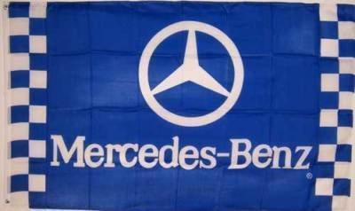 Mercedes benz emblem flag 3x5' checkered blue banner jwx*