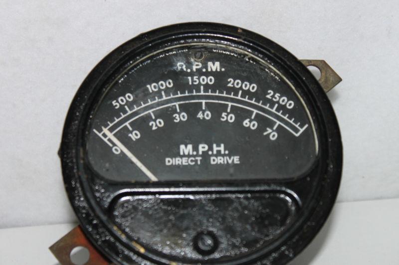 Vintage direct drive r.p.m. & m.p.h. meter, antique auto speedometer, steampunk