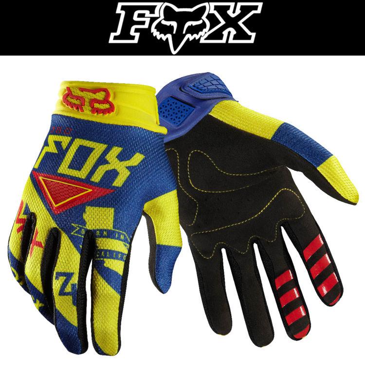 Fox racing 360 intake yellow blue dirt bike gloves motocross mx atv 2014