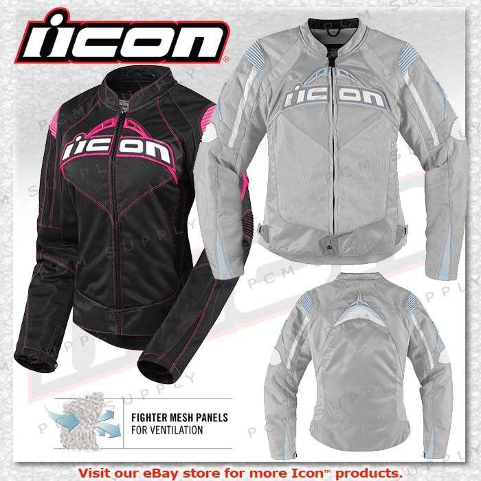 Icon contra women's fighter mesh motorcycle jacket jacket ce removeable armor