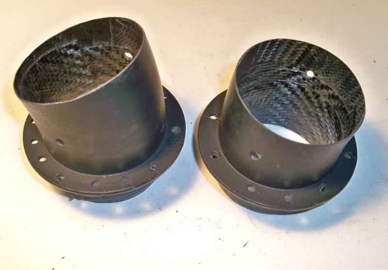(2) carbon fiber  flanged outlets w/ curved ends late model nascar arca