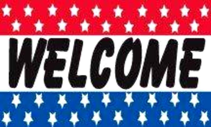 Welcome sign flag 3' x 5' advertising rwb stars banner bns*