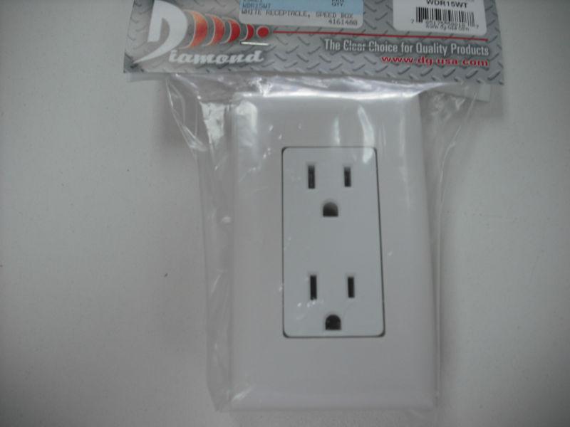 Rv - white - self contained receptacle w/ plate & toggle "ears" hang in wall