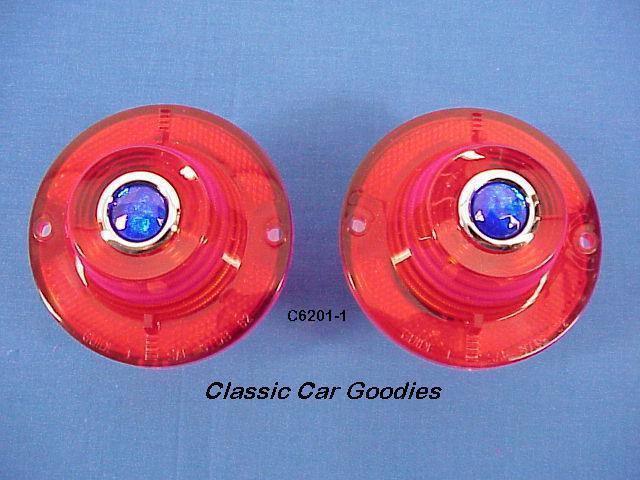 1962 chevy tail light lenses blue dots belair new pair!