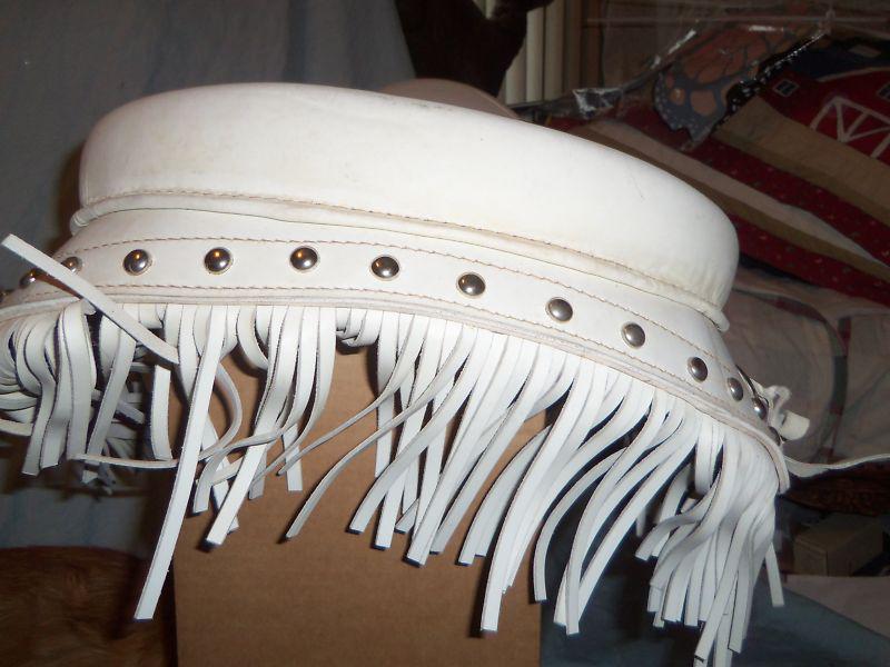 1951 Harley Davidson White Fringed Leather Seat and Saddle Bags (not mfg. by HD), US $100.00, image 3