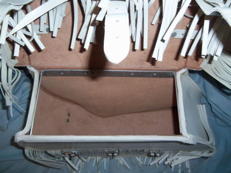 1951 Harley Davidson White Fringed Leather Seat and Saddle Bags (not mfg. by HD), US $100.00, image 8