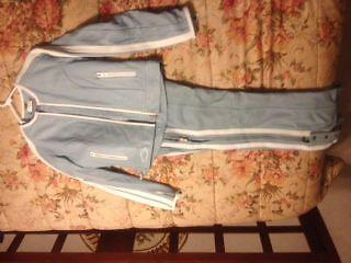 Women's blue and white motorcycle outfit- size xs