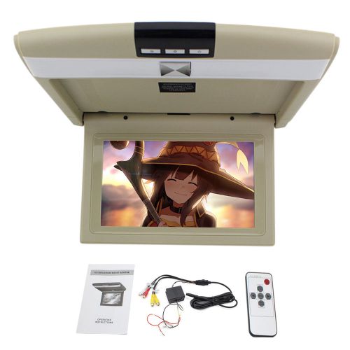 Beige 2-av input 10.1&#034; auto roof mount led monitor flip down tft monitor remote