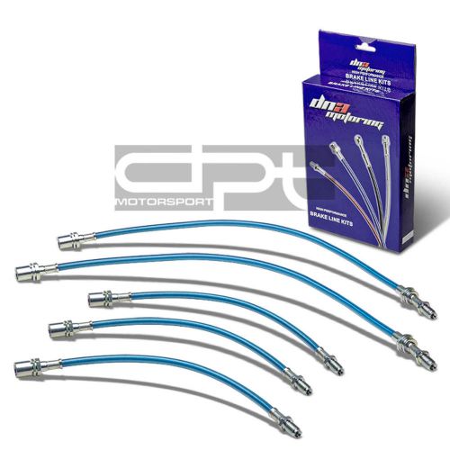 For integra replacement front/rear stainless hose blue pvc coat drum brake line