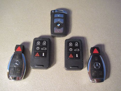 Nice lot of 5 remotes keyless entry fobs bmw volvo mercedes &#034;no reserve auction&#034;