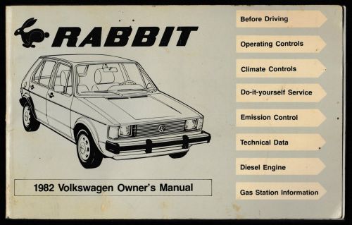 1982 vw volkswagen rabbit factory owner's manual guide book