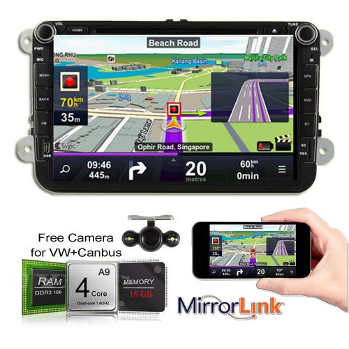 8" 2din android 4.4 car dvd player gps wifi mirror-link bt+camera vw for passat