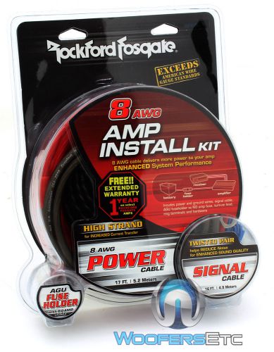 Rockford fosgate rfk8i 8 gauge car audio subwoofer speaker amplifier wiring kit