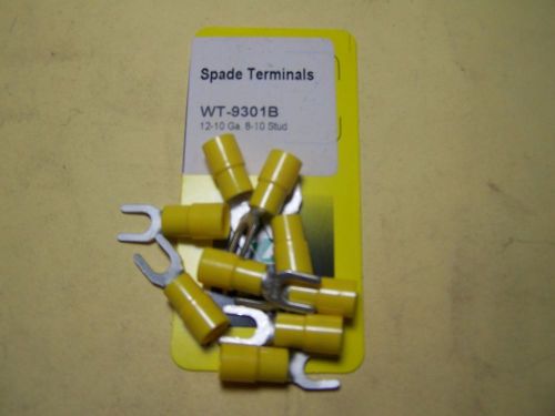Electrical terminal - spade terminals 12-10 ga, 8-10 stud, yellow, 9pcs