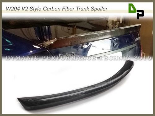 Carbon fiber v2 style trunk spoiler lip mercedes-benz w204 c-class 4dr 2008-2014