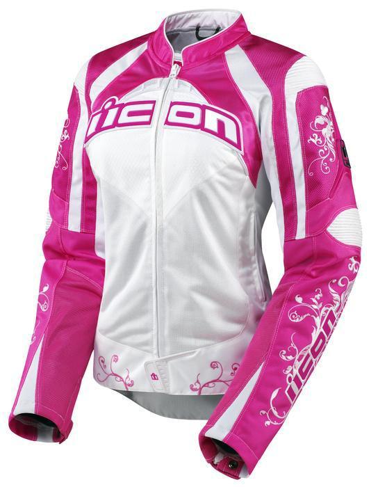 Icon contra speed queen motorcycle jacket pink women's lg/large