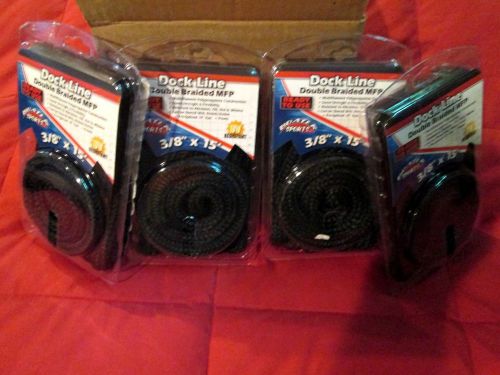 3/8"x15' (4 pack) double braided mfp black dock line