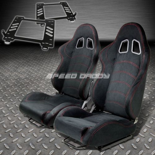 Sell PAIR TYPE1 RECLINING BLACK SUEDE RACING SEAT+BRACKET FOR 8997