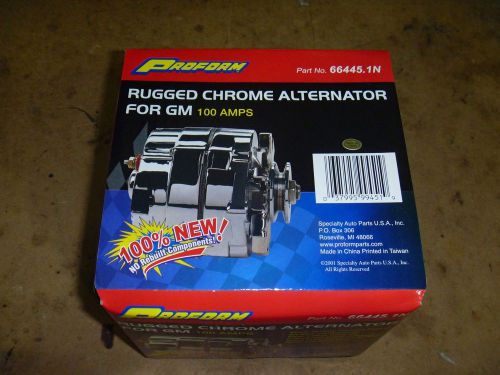 Proform alternator 66445.1n 100 amp gm 1 wire style machined pulley chrome nib