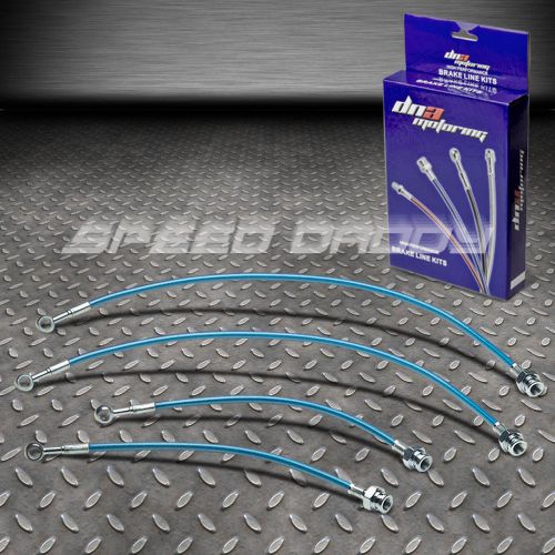 Front+rear stainless steel hose brake line for 89-98 nissan 240sx s13 s14 blue