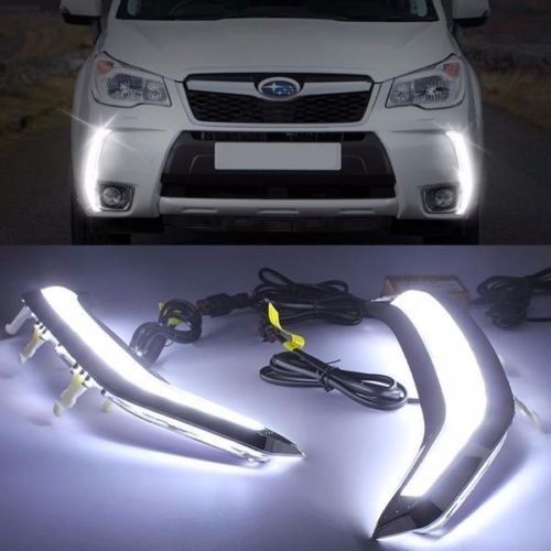 2x led drl driving daytime running day fog lamp for subaru forester 2013-2015
