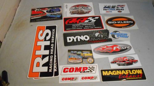 12 racing car decals rhs pfaff,tcw magnaflow comp cams dunomax