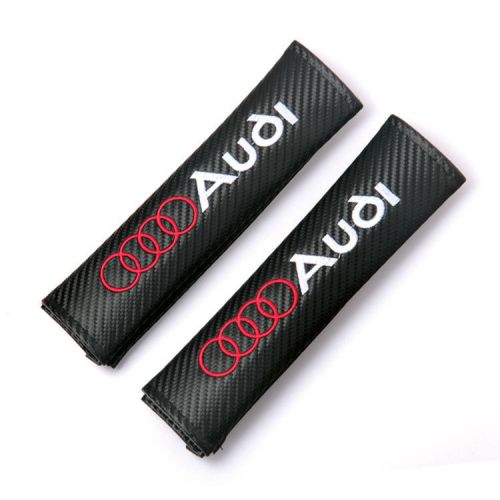2pcs carbon fiber + embroidery car seat belt cover pad shoulder cushion for audi