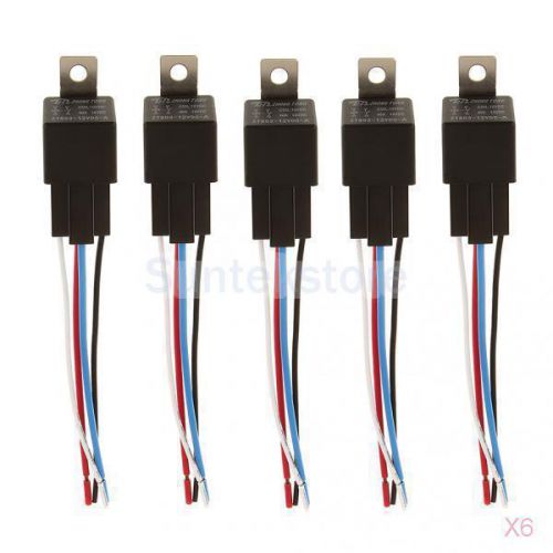 6x 5x12v 40a car automotive heavy duty relay 4pin fuse fused on/off spst plug
