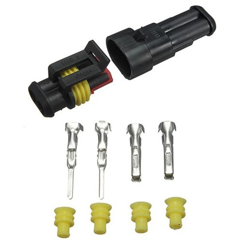 2 kits 2 pin way sealed waterproof electrical wire connector plug car auto set