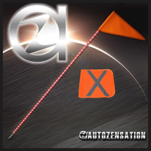 6' red led whip atv utv offroad car sand dunes w/ safety flags