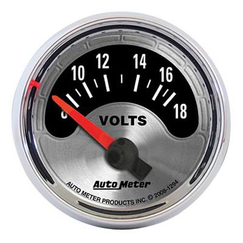 Autometer 1294 american muscle voltmeter gauge 2 1/16&#034; 8-18 volts