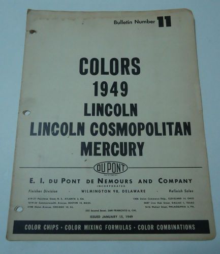 Lincoln cosmopolitan mercury colors 1949 dupont bulletin number 11 with samples