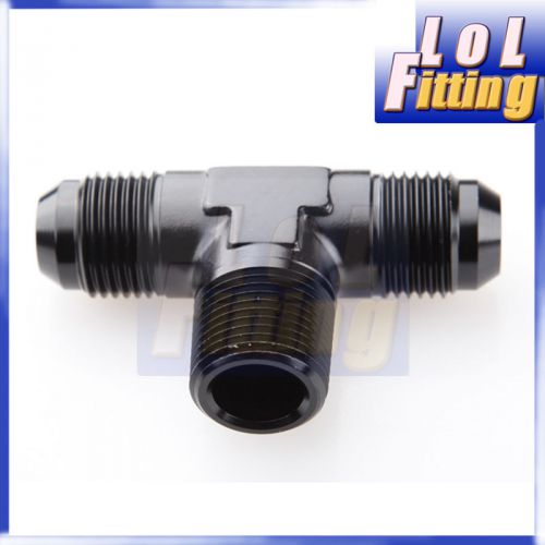 An10 an -10 1/2" npt flare tee t-piece fitting adapter aluminum black