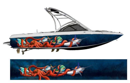 The krakens revenge * boat wrap - customized to fit your boat - marlin mahi tuna