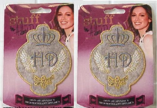 H d ladies patch - iron-on applique / patch crown h-d wings bee (set of 2)