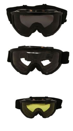 3 birdz vulture goggles black clear smoke yellow polycarbonate lens anti fog ski