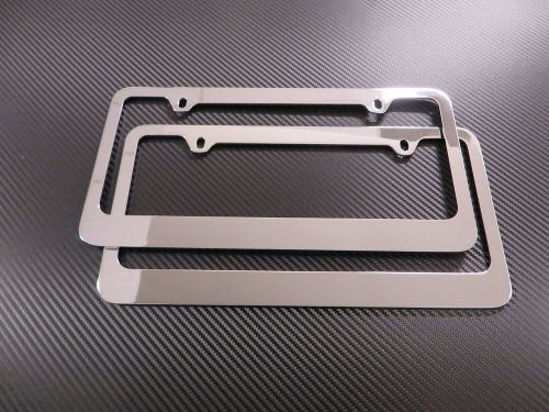 2 brand new plain chromed metal license plate frame +screw caps