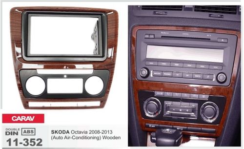 Carav 11-352 2-din car radio dash kit panel skoda octavia 08-13 auto a/c wooden
