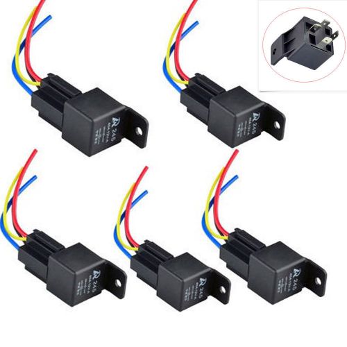 5 pack car auto 12v 40a spst relay &amp; socket 4pin relays 4 wire sale