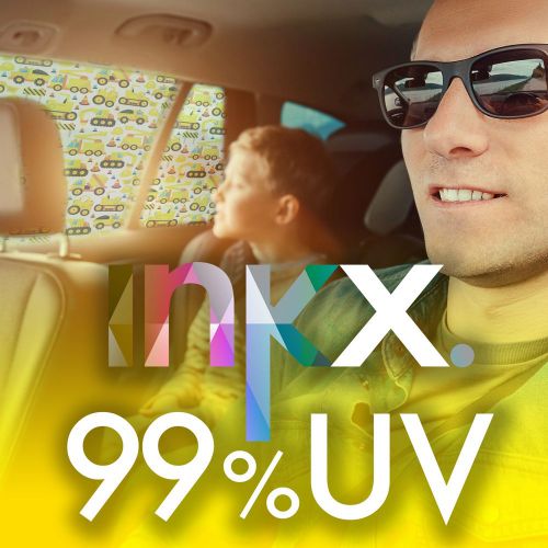 2 x inkx 99% uv spf 100 premium car shade earth moving, 66% heat rejection