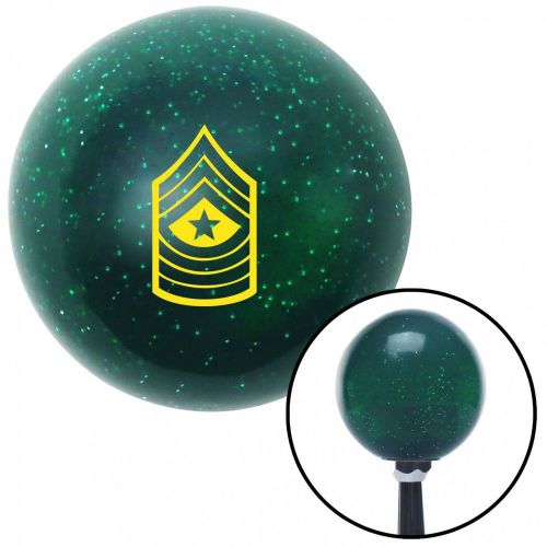 Yellow 10 sergeant major green metal flake shift knob with 16mm x 1.5 insert rzr