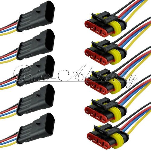5 x 4 pin way car waterproof electrical connector plug wire awg termail