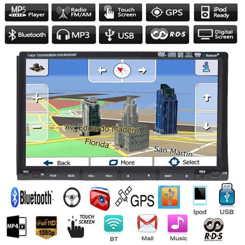 7"2Din In-Dash GPS Nav Car Radio Stereo MP5 MP3 DVD Player BT USB/FM TouchScreen, US $129.99, image 1