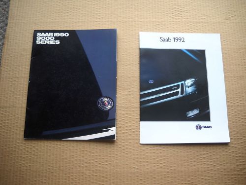 Lot of 2 vintage original saab dealer brochures / catalogs - 1990 and 1992